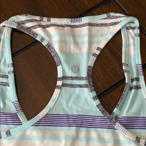 lululemon athletica Tops - Lululemon Cool Racerback-Blue/Grey Stripes-Size 10 lululemon athletica Tops - Lululemon Cool Racerback-Blue/Grey Stripes-Size 10